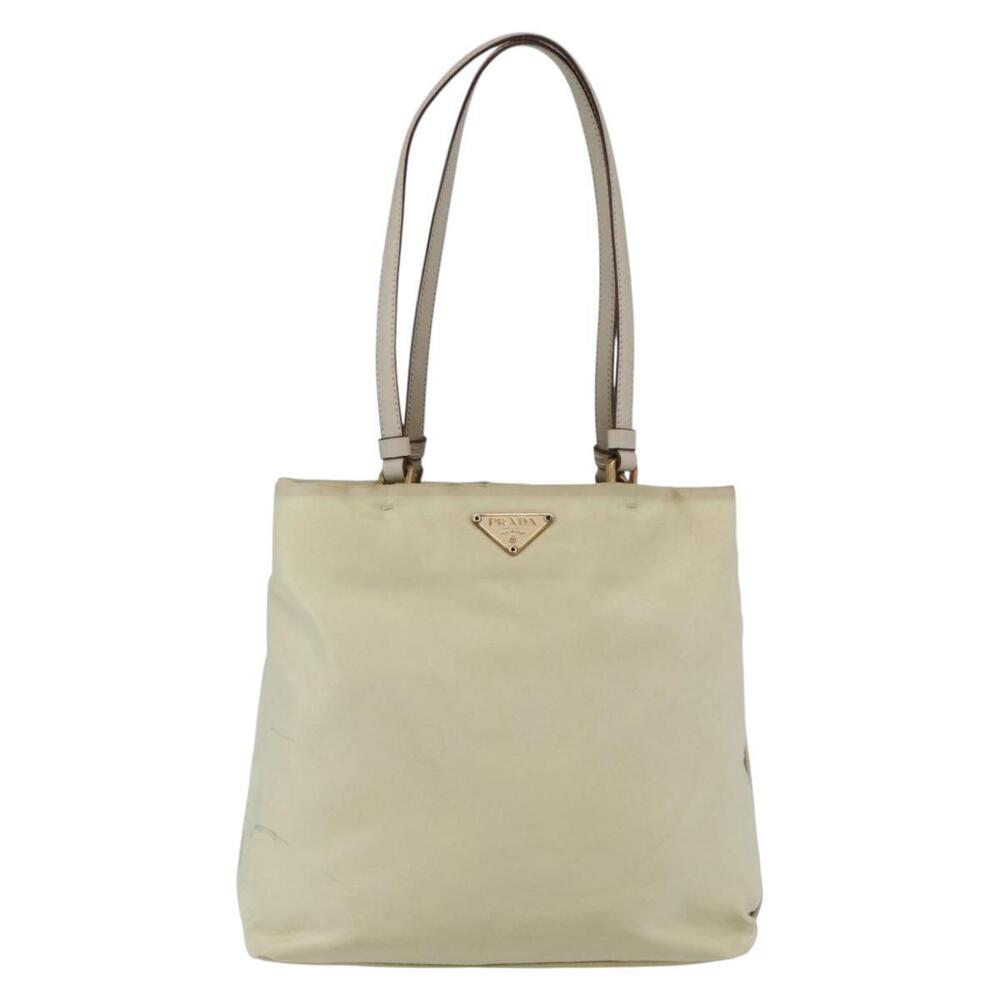 PRADA Tote Bag Nylon Ivory Gold Auth 147996 - Picture 13 of 16